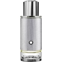 Montblanc Explorer Platinum Eau De Parfum 30ml, silver textured bottle with chrome cap and Montblanc emblem.