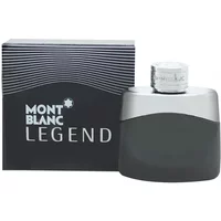 Montblanc Legend Eau De Toilette 50ml, sleek black and silver bottle with matching black box featuring white text.