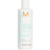 White bottle of Moroccanoil Extra Volume Conditioner with orange logo and turquoise text, 250ml size.