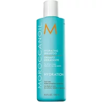 Teal Moroccanoil Hydrating Shampoo bottle, 250ml, with orange logo and white cap.