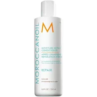 White Moroccanoil Moisture Repair Conditioner bottle, 250ml, with blue text and orange "M" logo.
