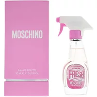 Pink Moschino Fresh Couture Eau De Toilette 30ml, spray bottle with white nozzle, matching pink box.