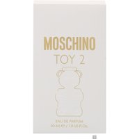 White Moschino Toy 2 Eau de Parfum box with gold lettering and bear outline, 30ml size.