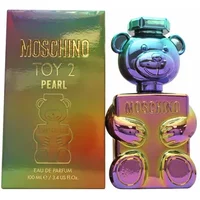 Colorful bear-shaped Moschino Toy 2 Pearl Eau De Parfum bottle with iridescent box.