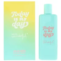 Aqua bottle of "Today Is My Day" Eau De Toilette, 75ml, with matching yellow-green gradient box.