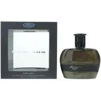 Mustang Black Eau De Toilette 100ml with sleek black bottle and box featuring silver logo and text.