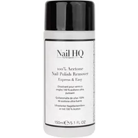 Nail HQ 100% Acetone Nail Polish Remover 150ml, white bottle with black cap and minimalist black text label.