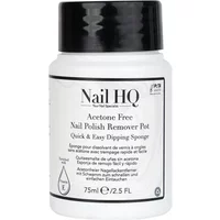 White Nail HQ acetone-free nail polish remover pot with black lid and text, 75ml size.
