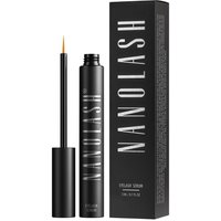 Black Nanolash Eyelash Serum 3 ml with sleek tube and fine brush applicator, next to matching black box.