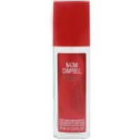 Red Naomi Campbell Seductive Elixir Deodorant Spray 75ml with clear cap and sleek cylindrical design.