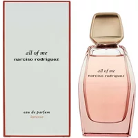 Narciso Rodriguez All Of Me Intense Eau De Parfum 90ml, pink bottle with gold cap, next to matching box.