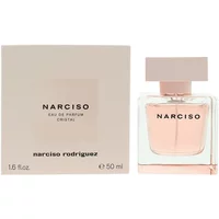 Narciso Rodriguez Narciso Cristal Eau De Parfum 50ml, clear square bottle with pink cap and matching box.