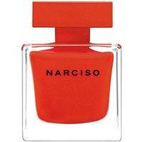 Red Narciso Rodriguez Narciso Rouge Eau de Parfum 50ml bottle with square cap and clear glass sides.