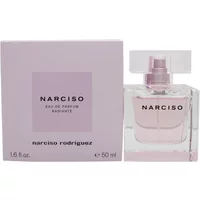 Narciso Rodriguez Radiante Eau De Parfum 50ml, clear square bottle with pink liquid, matching pink box.