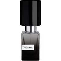 Nasomatto Sadonaso 30 ml unisex perfume, sleek black cap, gradient black-to-clear glass bottle with white label.