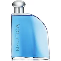 Blue Nautica Blue Eau De Toilette 100ml bottle with silver cap and curved design.
