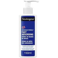 Neutrogena Fast Absorbing Hand Cream 150 ml in white pump bottle with blue label and Norwegian flag logo.