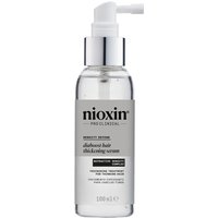 Clear bottle of Nioxin Intensives Diaboost hair thickening serum with pump dispenser, 100ml size.