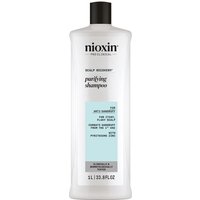 Nioxin Scalp Recovery Shampoo 1000ml, white bottle with black cap, blue label detailing anti-dandruff formula.