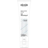 White tube of Nioxin Styling Thickening Gel 140ml with black text and clear flip-top cap.