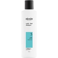 White Nioxin Systems Shampoo bottle, System 3, 300ml, with black cap and turquoise label detailing.