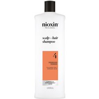 White Nioxin Systems Shampoo bottle, System 4, 1000ml, with orange label and black cap.