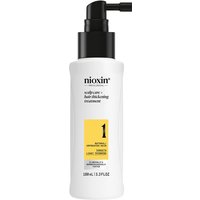 Nioxin Systems Treatment System 1, 100ml white bottle with black pump and yellow label.