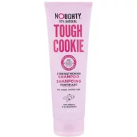Pink tube of Noughty Tough Cookie Shampoo 250ml with bold text and berry illustrations.