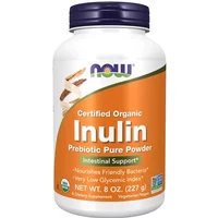 NOW Foods Inulin Powder Organic 227g, orange label, purple lid, prebiotic pure powder, certified organic.