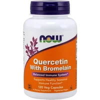 NOW Foods Quercetin With Bromelain, orange and white bottle, purple cap, 120 veg capsules, immune support.