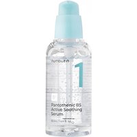 Clear bottle of Numbuzin No.1 Pantothenic B5 serum with blue pump top and white label detailing product information.