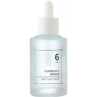 Translucent blue bottle with dropper, Numbuzin No.6 Deep Sleep Mask Serum label, 50 ml for dry skin.