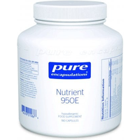 White bottle of Pure Encapsulations Nutrient 950E, 180 capsules, with blue label and nutritional information.