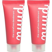 Red Nuud Natural Deodorant 15ml tubes, white text, pink caps, double pack.