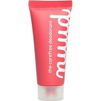 Nuud Natural Deodorant 15ml in a pink tube with white text and a clear cap.