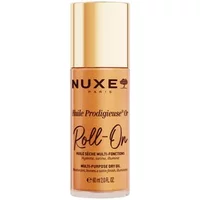 NUXE Huile Prodigieuse Or Roll-On, gold bottle with black text, 60ml multi-purpose dry oil.