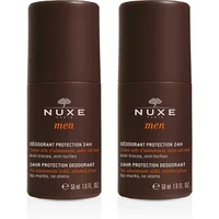 Nuxe Men deodorant roll-on twin pack, brown bottles with white text, 24h protection, 2 x 50ml.