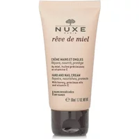 Beige Nuxe Reve De Miel Hand & Nail Cream tube, 50ml, with black text and brown cap.