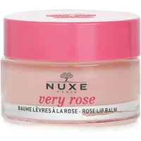 Pink Nuxe Very Rose Lip Balm 15g in a clear jar with a pink lid and black logo.