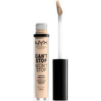 NYX Can't Stop Won't Stop Contour Concealer in Light Ivory, clear tube with black cap and doe-foot applicator.