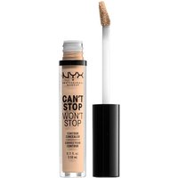 NYX Can't Stop Won't Stop Contour Concealer in Vanilla, 3.5 ml, clear tube with black cap and doe-foot applicator.