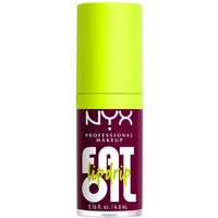NYX Fat Oil Lip Drip in deep purple tube with neon yellow cap, 4.8 ml size.