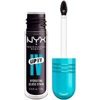 NYX Lip I.V. Hydrating Gloss Stain in Grape Gushin, 5 ml, with black cap and turquoise applicator.