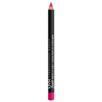 NYX Suede Matte Lip Liner in Clinger, black pencil with pink tip and cap, white branding text on side.