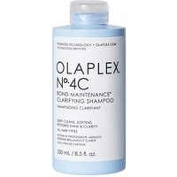 Olaplex No. 4C Bond Maintenance Clarifying Shampoo, 250 ml, light blue bottle with black text and white cap.
