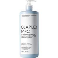 Olaplex No 4C Clarifying Shampoo 1L in a light blue bottle with pump dispenser and bold black text.