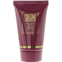 Burgundy Oleg Cassini Liquid Perfumed Talc tube, gold lettering, 120ml size.