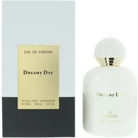 Orchid Dreamy Day Eau De Parfum 100ml, white bottle with gold accents, next to matching white and gold box.