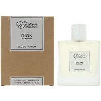 Orchid Elation Collection Dion Pour Femme Eau De Parfum 100ml, clear square bottle with white cap, beige box.