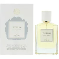 Clear glass bottle of Orchid Elysium Eau De Parfum 100ml with white cap and elegant label, next to matching box.